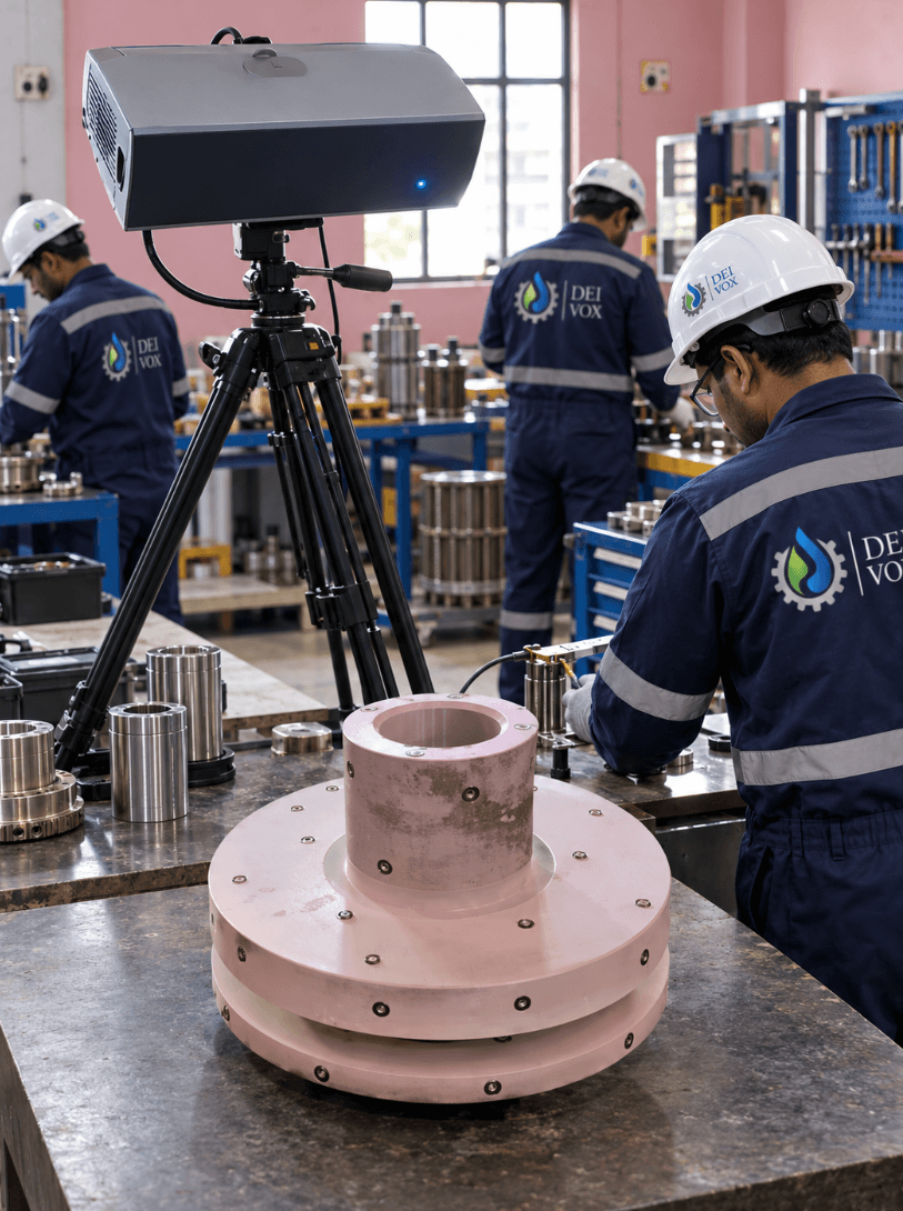 Pump component inspected for reverse engineering